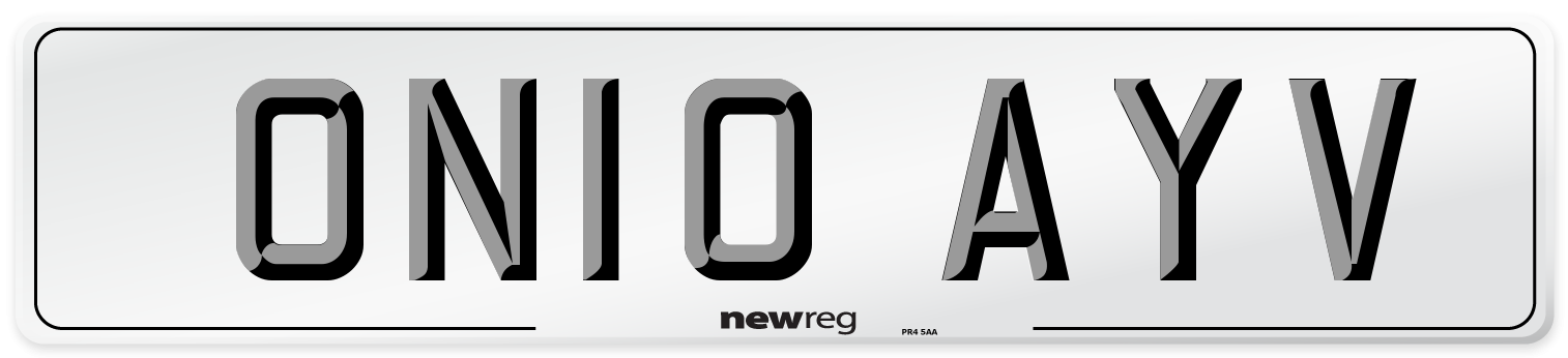 ON10 AYV Number Plate from New Reg